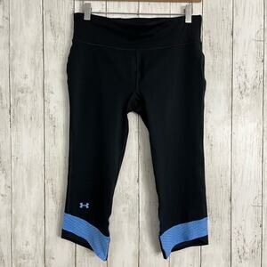 Under Armour Heat Gear Black Blue Yoga Capri Leggings NO SIZE TAG